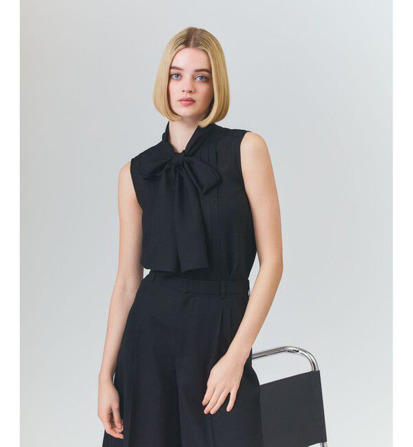 Grace Class「リネンライクボウタイノースリーブ」|シャツ・ブラウス|ブラック