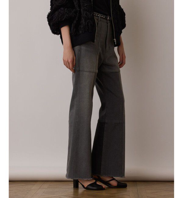 GRACE CONTINENTAL「パッチワークデニムパンツ」|デニム|グレー