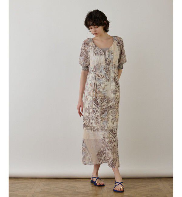 GRACE CONTINENTAL「スカーフプリントドレス」|ワンピース|ベージュ