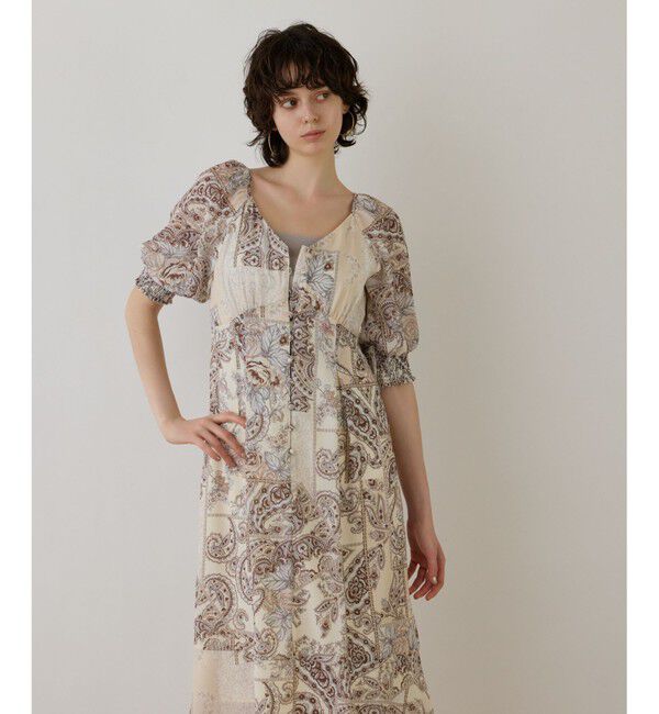 GRACE CONTINENTAL「スカーフプリントドレス」|ワンピース|