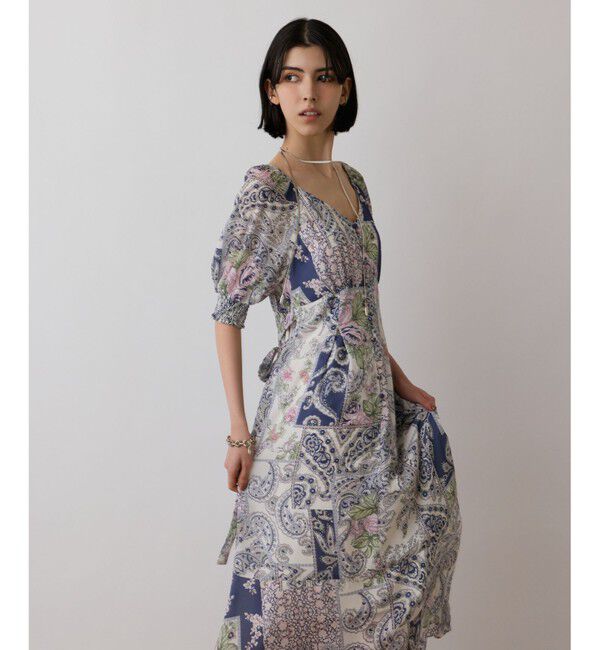 GRACE CONTINENTAL「スカーフプリントドレス」|ワンピース|