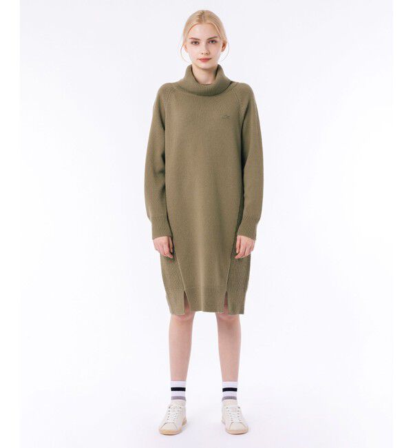 LACOSTE「ミドルゲージタートルネックニットドレス」|ワンピース|カーキ