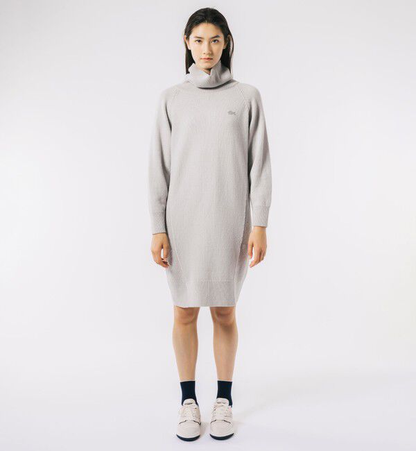 LACOSTE「ミドルゲージタートルネックニットドレス」|ワンピース|ライトグレー