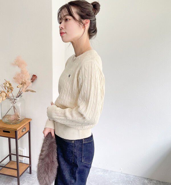 fredy emue「ウール混FR刺繍ケーブル柄ニットプルオーバー」|ニット・セーター|
