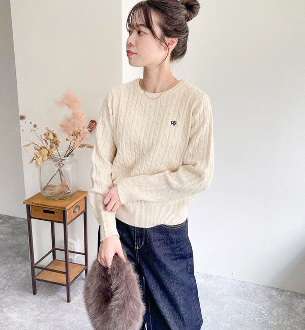 fredy emue「ウール混FR刺繍ケーブル柄ニットプルオーバー」|ニット・セーター|