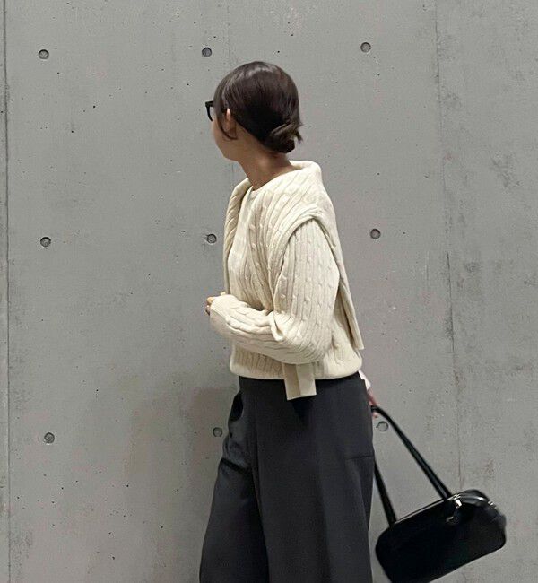 fredy emue「ウール混FR刺繍ケーブル柄ニットプルオーバー」|ニット・セーター|