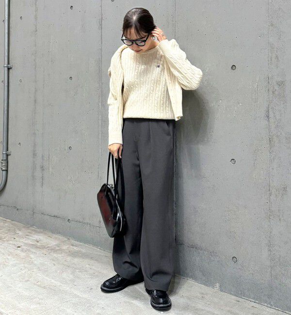 fredy emue「ウール混FR刺繍ケーブル柄ニットプルオーバー」|ニット・セーター|