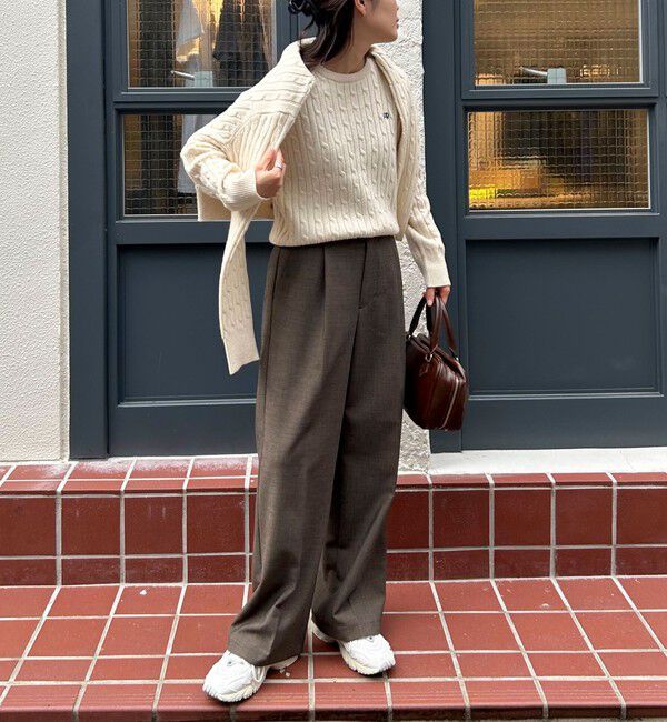 fredy emue「ウール混FR刺繍ケーブル柄ニットプルオーバー」|ニット・セーター|