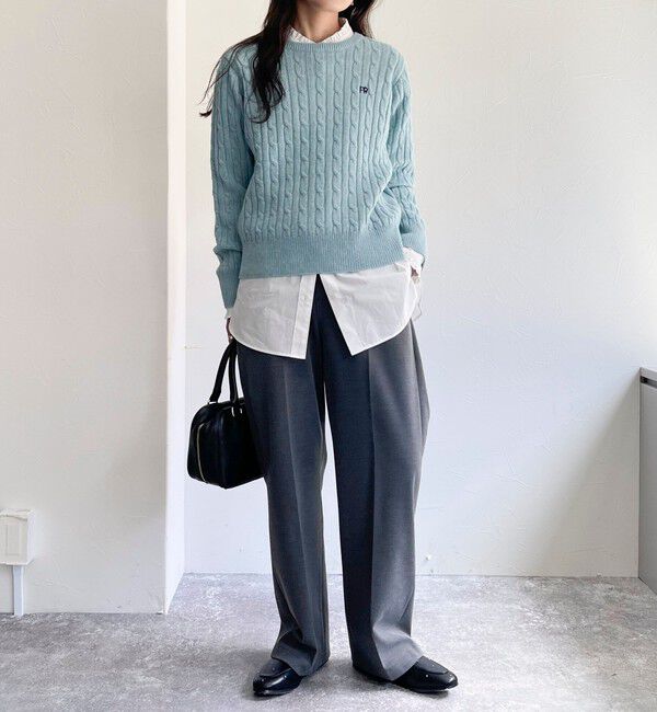 fredy emue「ウール混FR刺繍ケーブル柄ニットプルオーバー」|ニット・セーター|