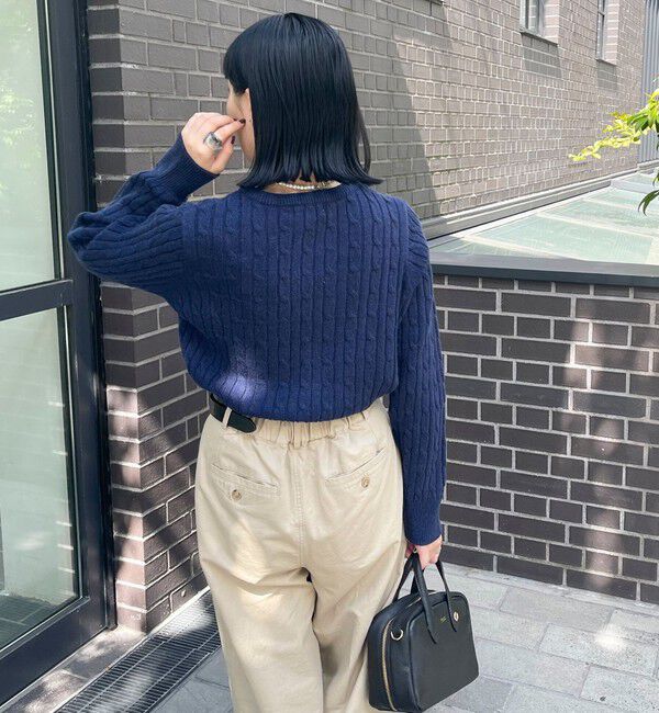 fredy emue「ウール混FR刺繍ケーブル柄ニットプルオーバー」|ニット・セーター|