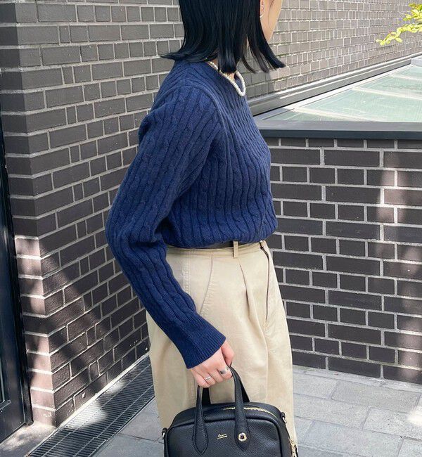 fredy emue「ウール混FR刺繍ケーブル柄ニットプルオーバー」|ニット・セーター|