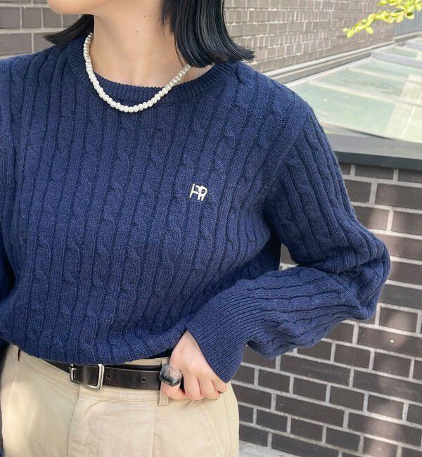 fredy emue「ウール混FR刺繍ケーブル柄ニットプルオーバー」|ニット・セーター|