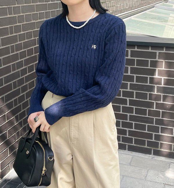 fredy emue「ウール混FR刺繍ケーブル柄ニットプルオーバー」|ニット・セーター|