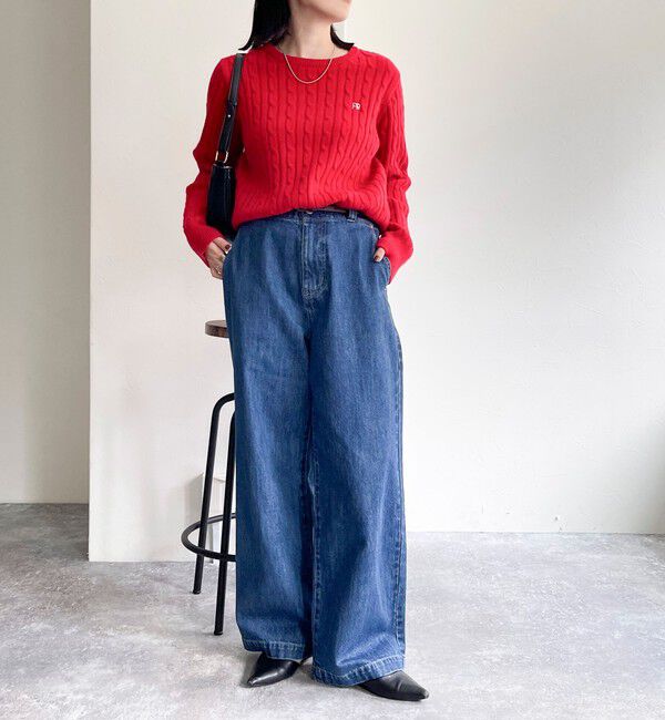 fredy emue「ウール混FR刺繍ケーブル柄ニットプルオーバー」|ニット・セーター|