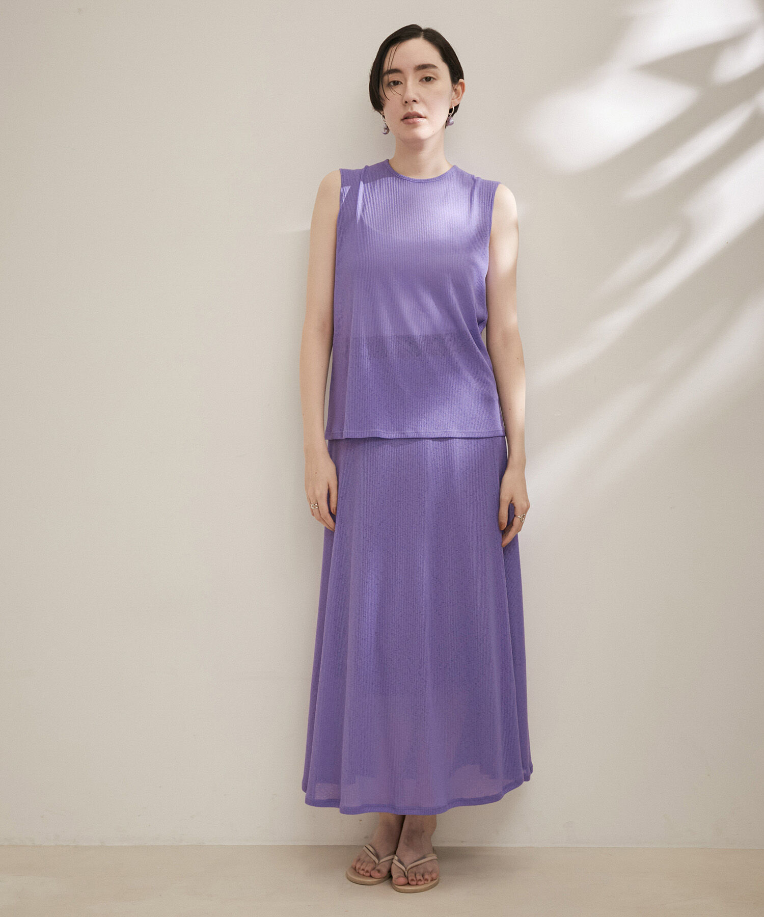 SALON adam et rope'「KINANシアーリブロングスカート」|スカート|