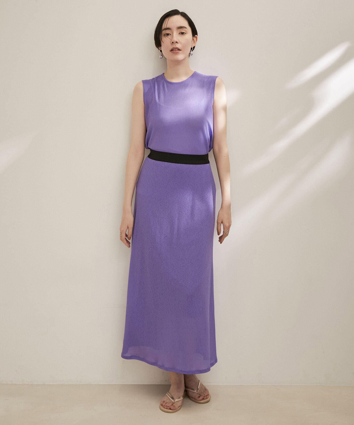 SALON adam et rope'「KINANシアーリブロングスカート」|スカート|