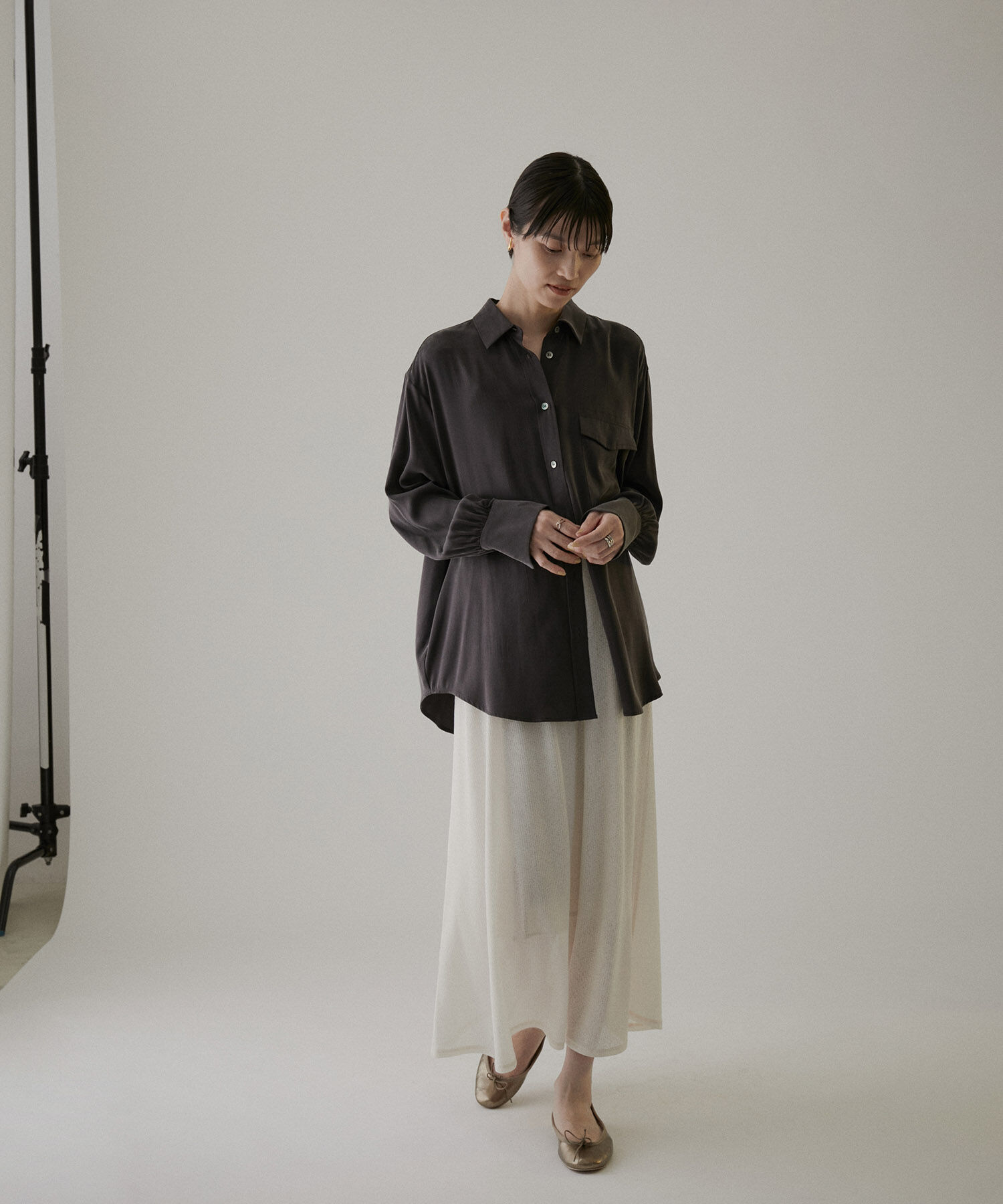 SALON adam et rope'「KINANシアーリブロングスカート」|スカート|