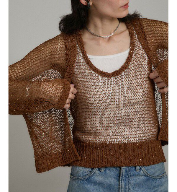 SALON adam et rope'「ギマコットンスパンコールカーディガン」|カーディガン|