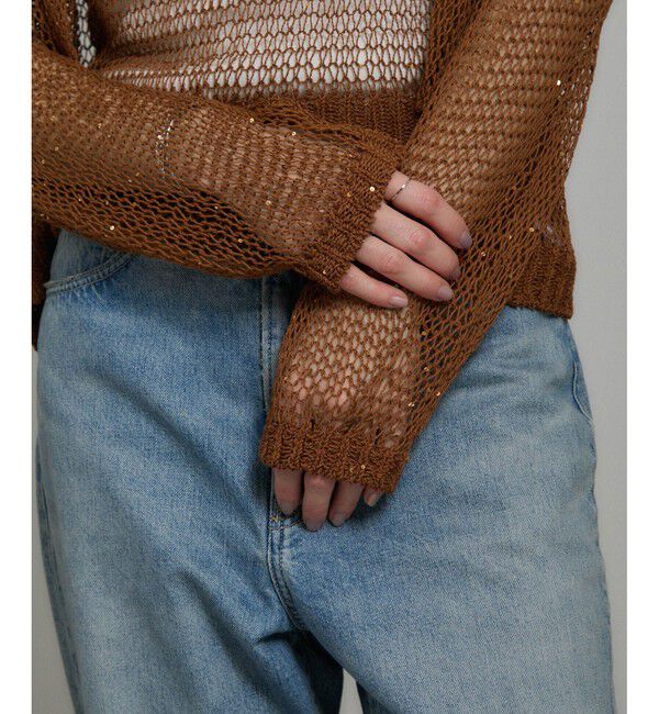 SALON adam et rope'「ギマコットンスパンコールカーディガン」|カーディガン|