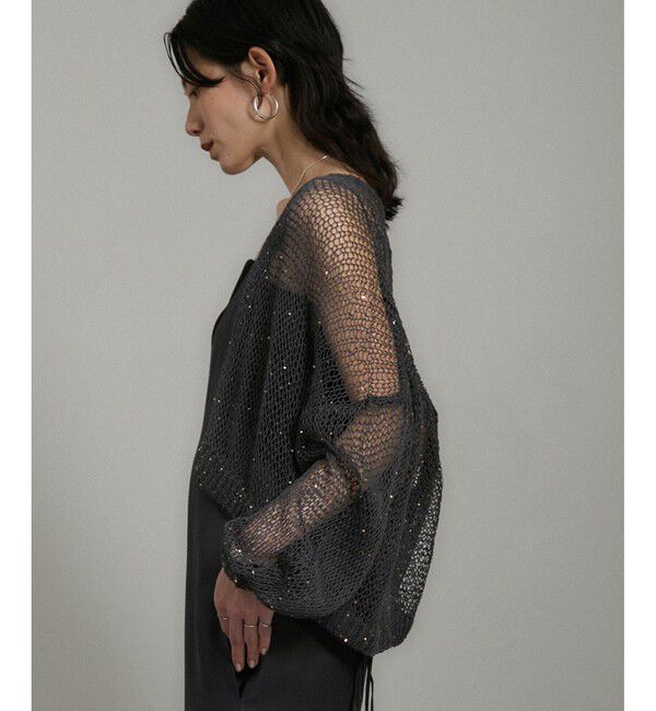 SALON adam et rope'「ギマコットンスパンコールカーディガン」|カーディガン|