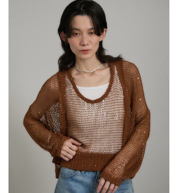 SALON adam et rope'「ギマコットンスパンコールカーディガン」|カーディガン|ブラウン系(23)