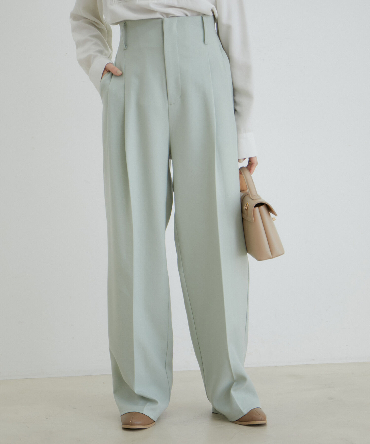 VIS「【セットアップ対応】ウールライクメランジワイドパンツ【アンチピリング・洗える】」|スラックス|