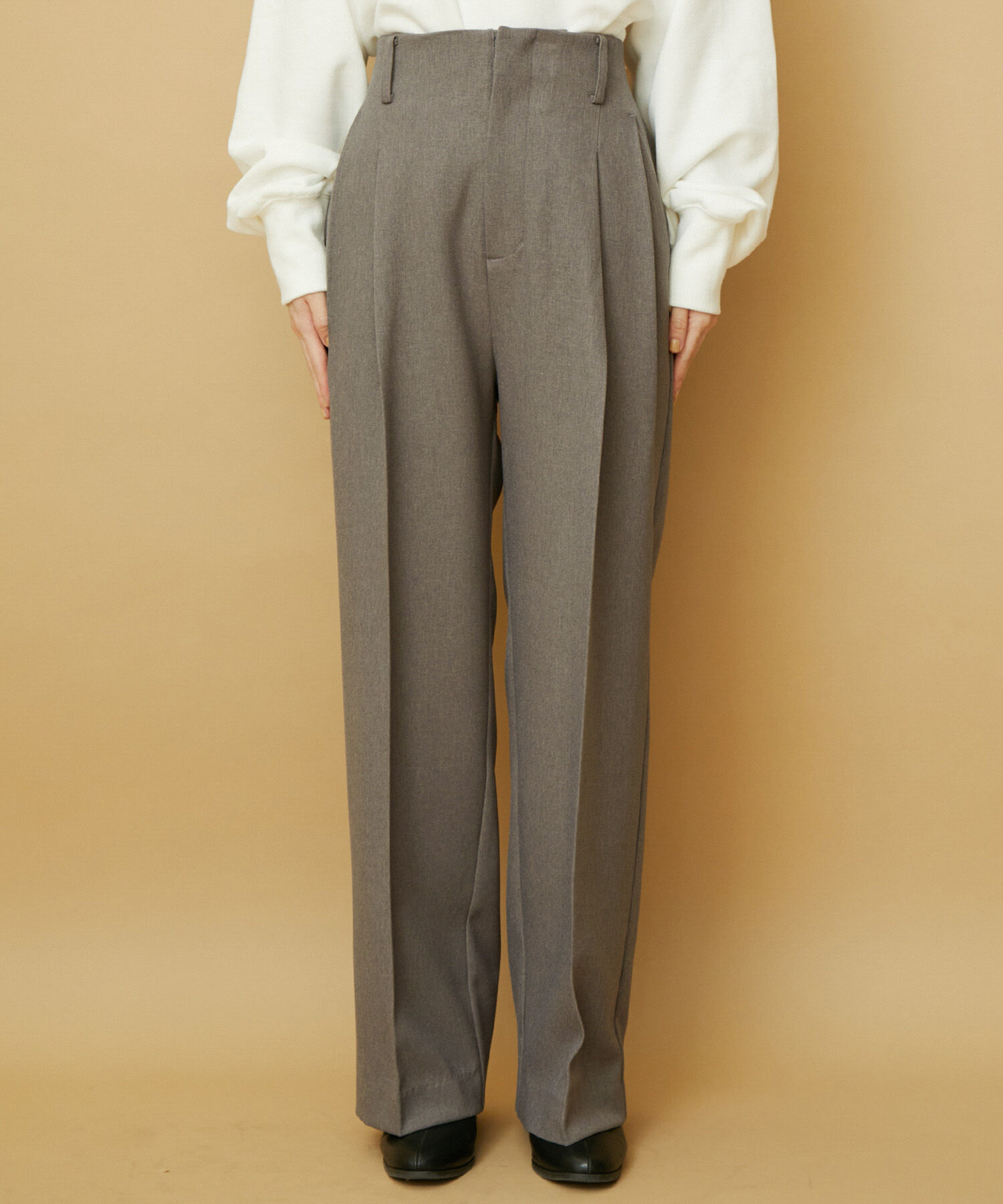 VIS「【セットアップ対応】ウールライクメランジワイドパンツ【アンチピリング・洗える】」|スラックス|