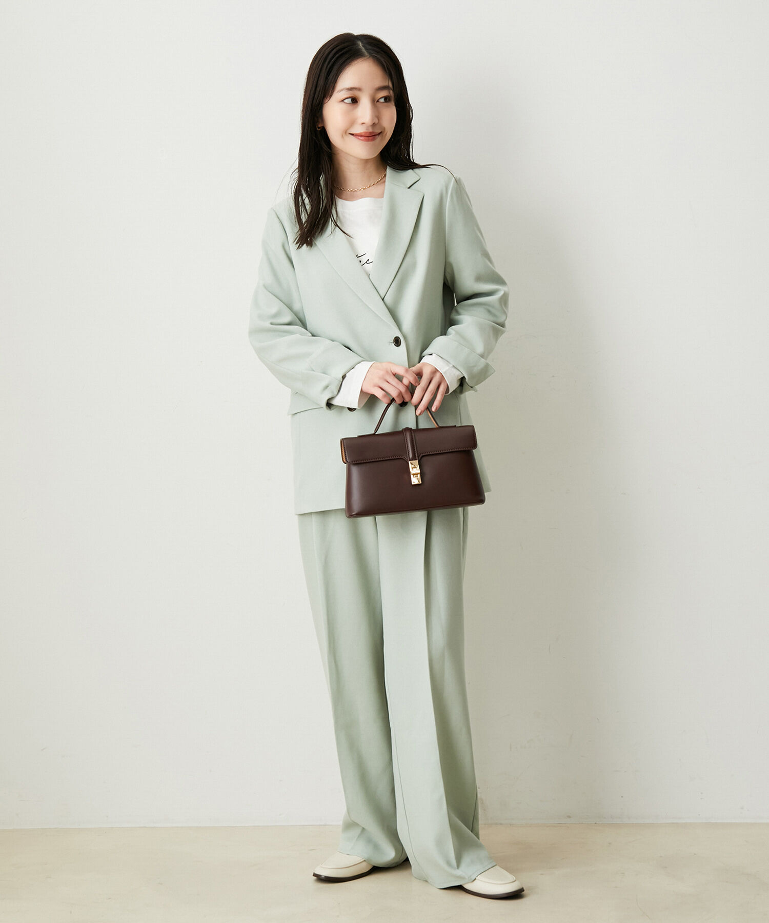 VIS「【セットアップ対応】ウールライクメランジワイドパンツ【アンチピリング・洗える】」|スラックス|