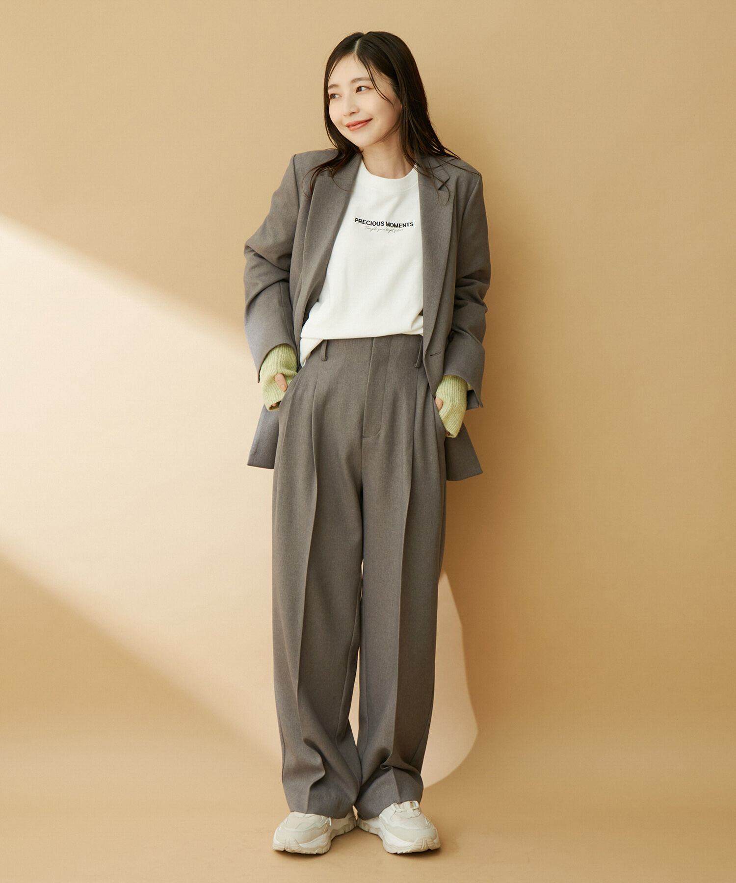 VIS「【セットアップ対応】ウールライクメランジワイドパンツ【アンチピリング・洗える】」|スラックス|