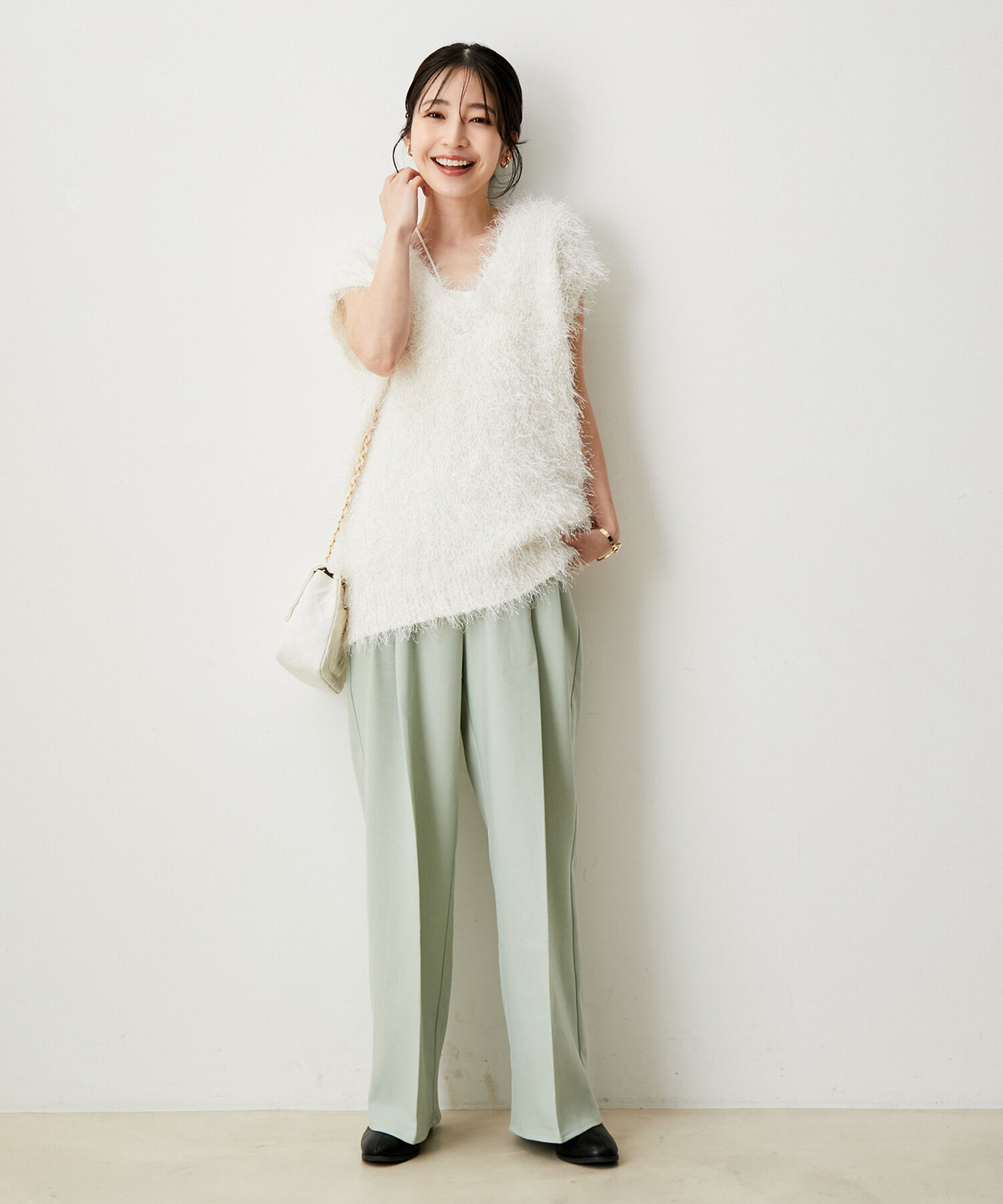 VIS「【セットアップ対応】ウールライクメランジワイドパンツ【アンチピリング・洗える】」|スラックス|