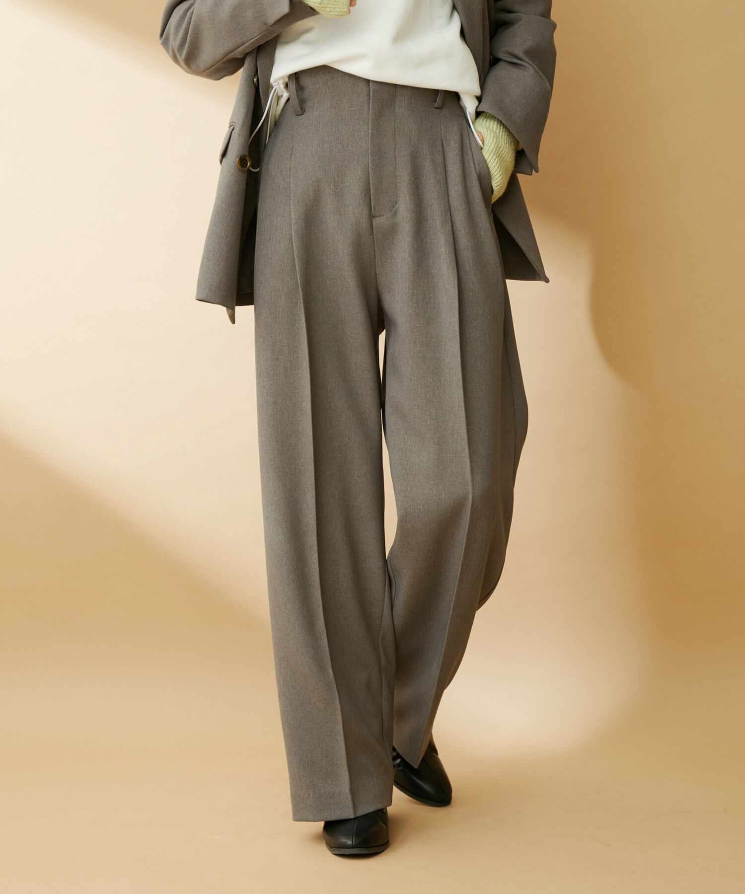 VIS「【セットアップ対応】ウールライクメランジワイドパンツ【アンチピリング・洗える】」|スラックス|