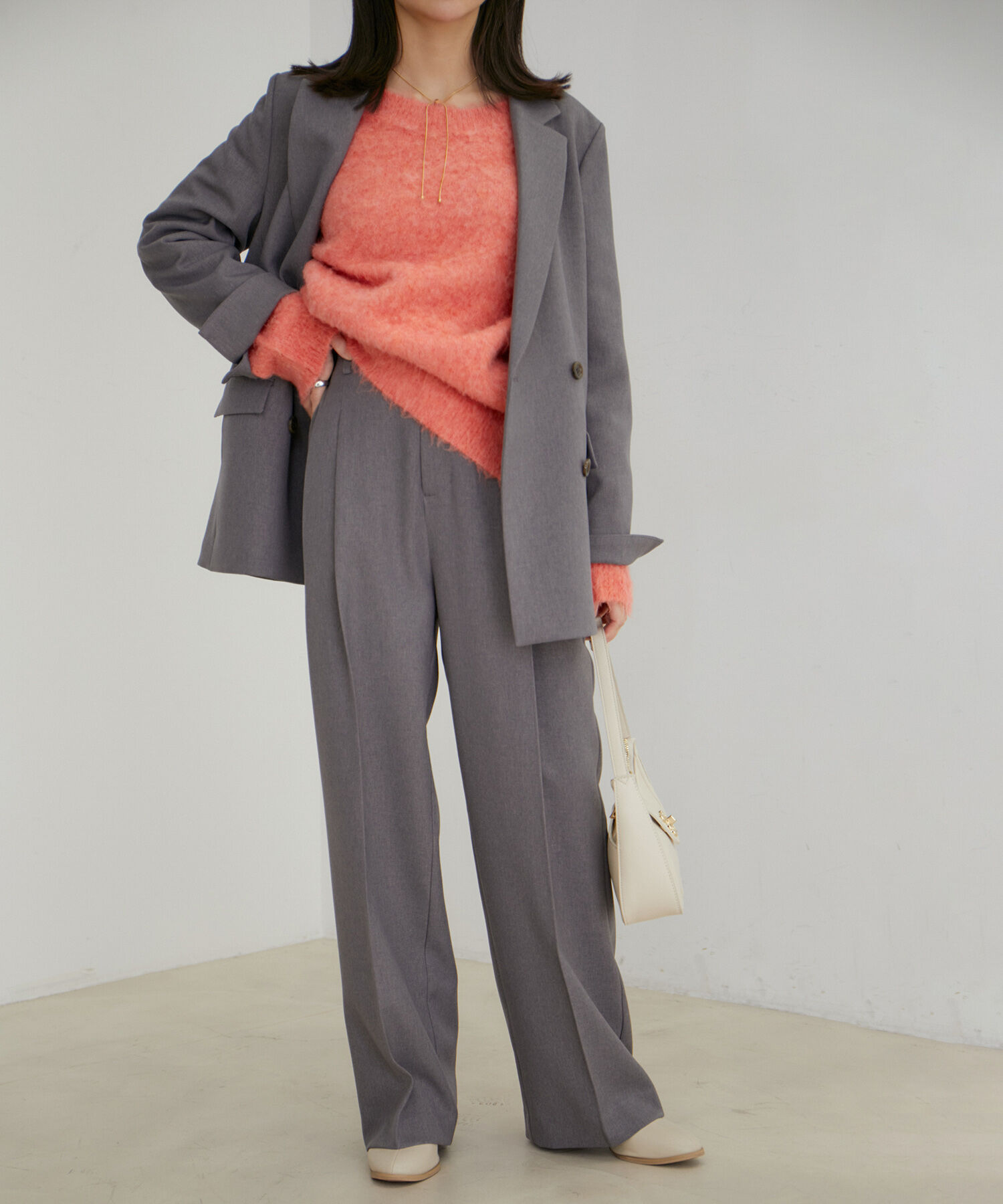 VIS「【セットアップ対応】ウールライクメランジワイドパンツ【アンチピリング・洗える】」|スラックス|