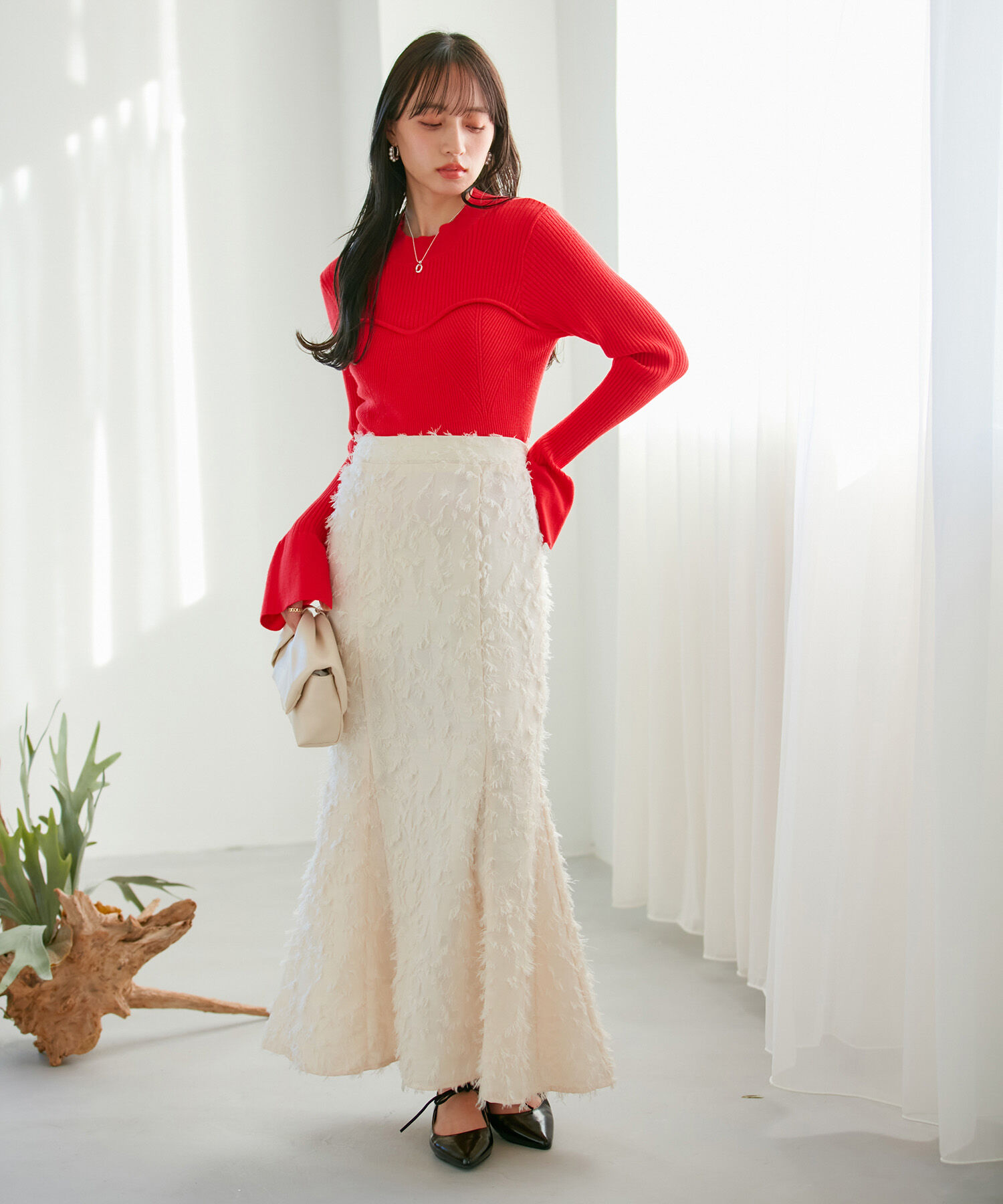 VIS「【洗える】フリンジマーメイドスカート」|スカート|