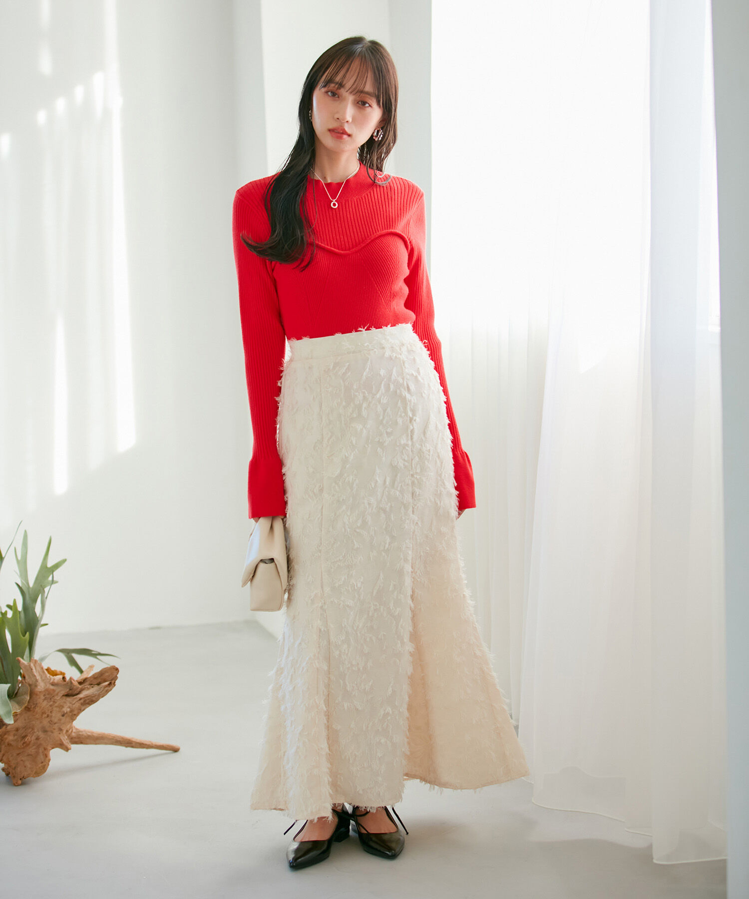 VIS「【洗える】フリンジマーメイドスカート」|スカート|