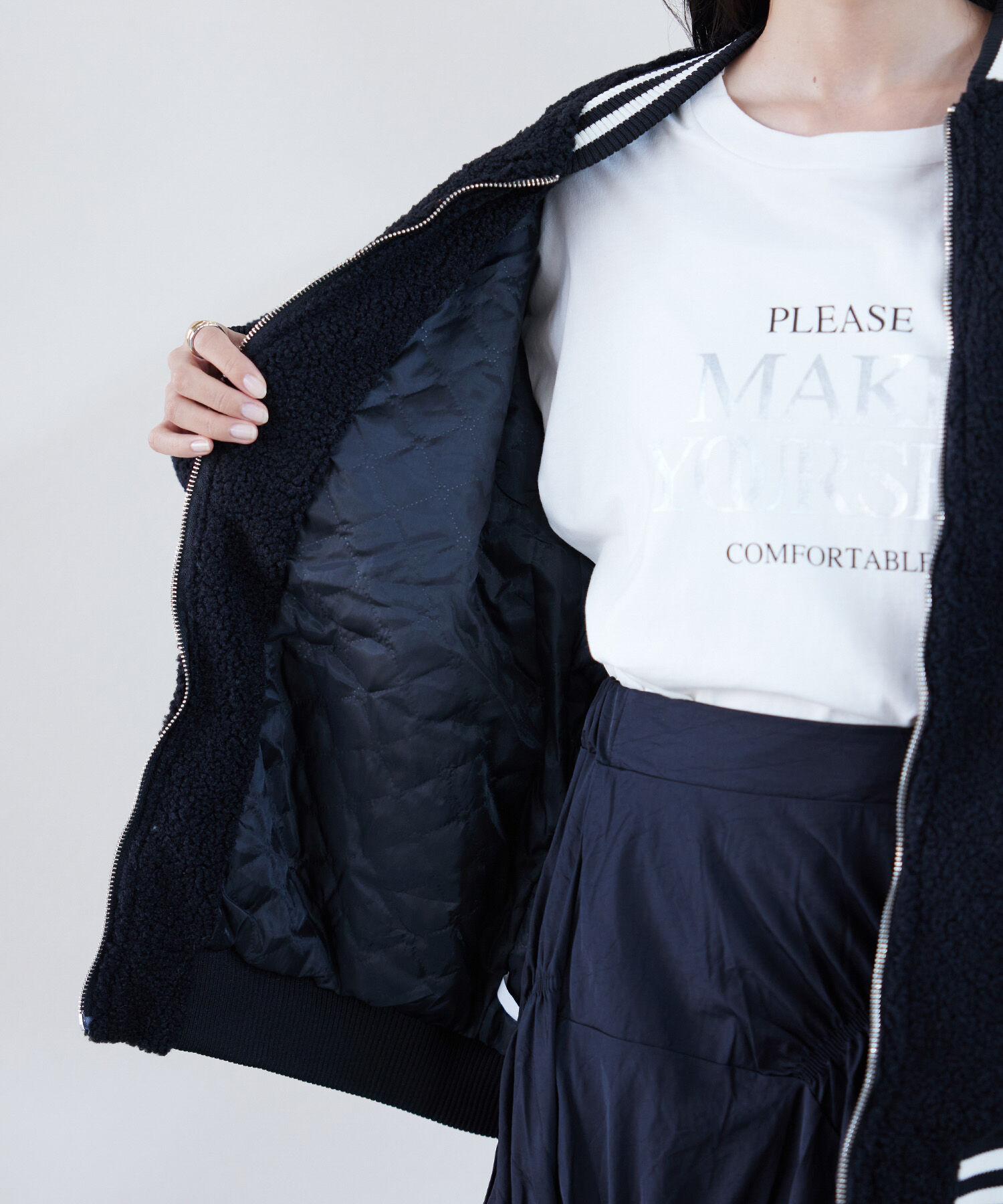 VIS「ボアスタジアムジャンパー【WEB・アウトレット限定】」|ブルゾン・スタジャン|