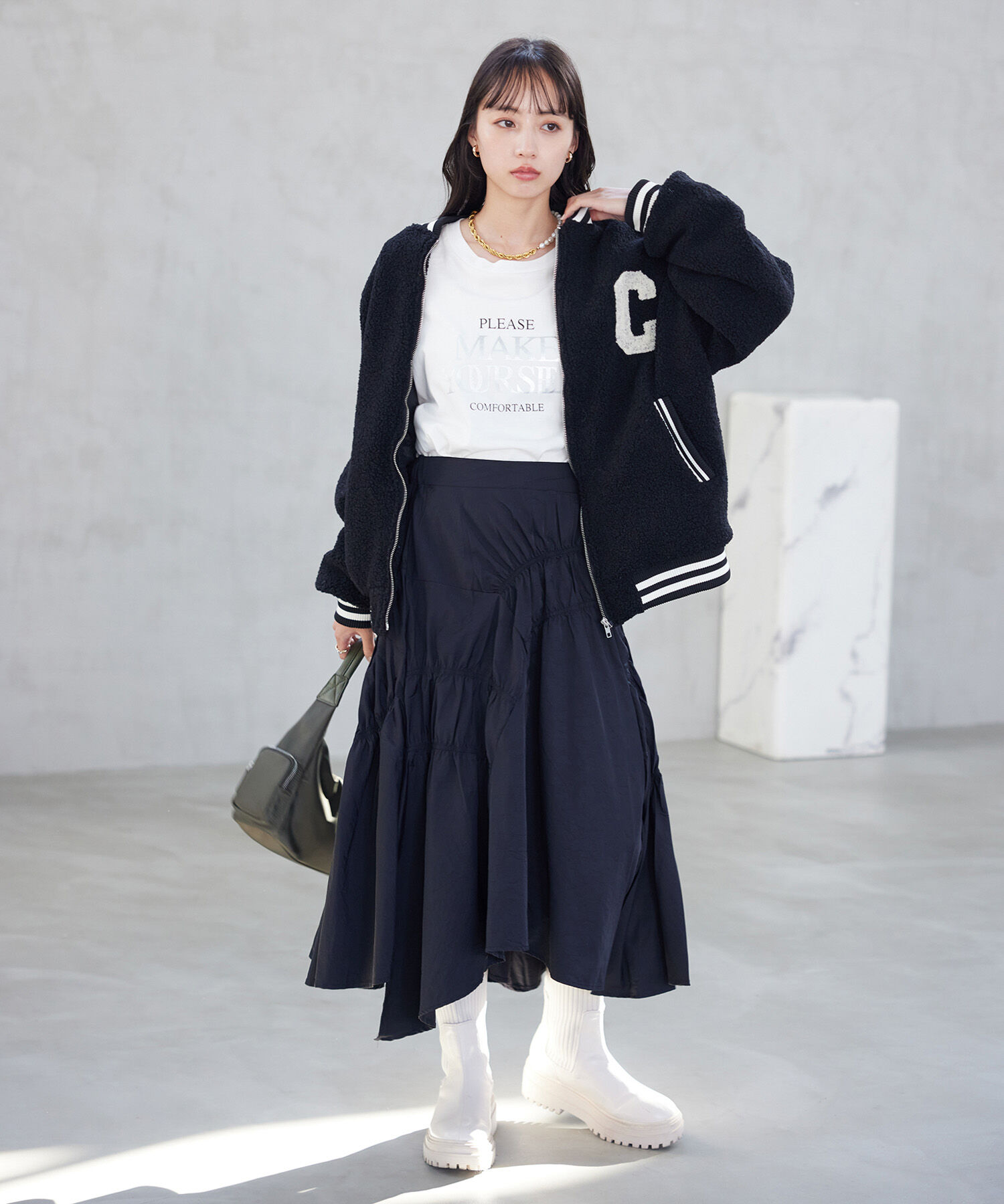 VIS「ボアスタジアムジャンパー【WEB・アウトレット限定】」|ブルゾン・スタジャン|