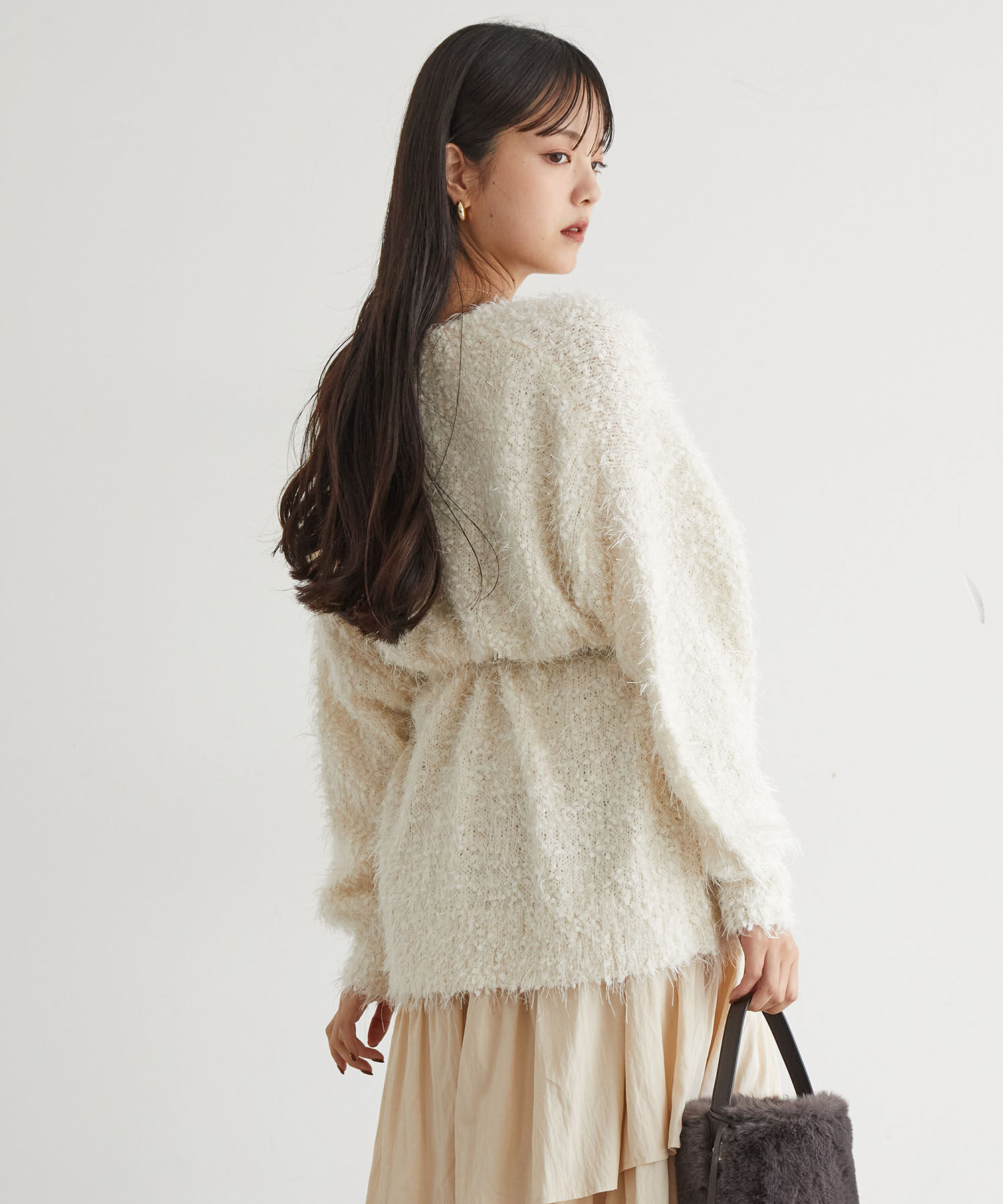 VIS「【選べる着丈】ポコポコヤーンVネックカーディガン」|カーディガン|