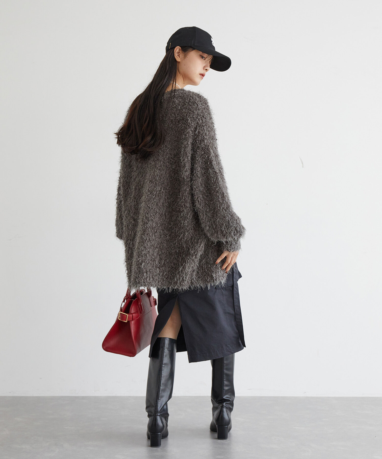 VIS「【選べる着丈】ポコポコヤーンVネックカーディガン」|カーディガン|