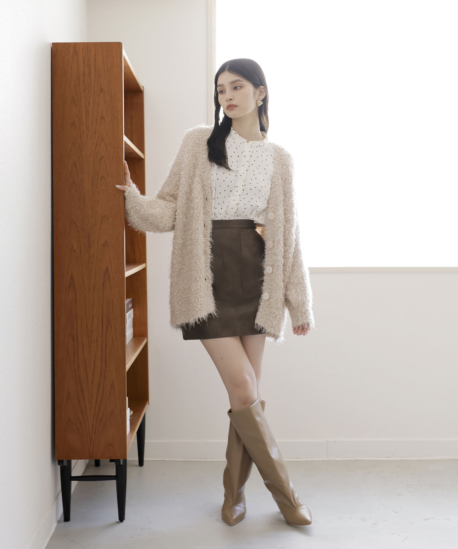 VIS「【選べる着丈】ポコポコヤーンVネックカーディガン」|カーディガン|