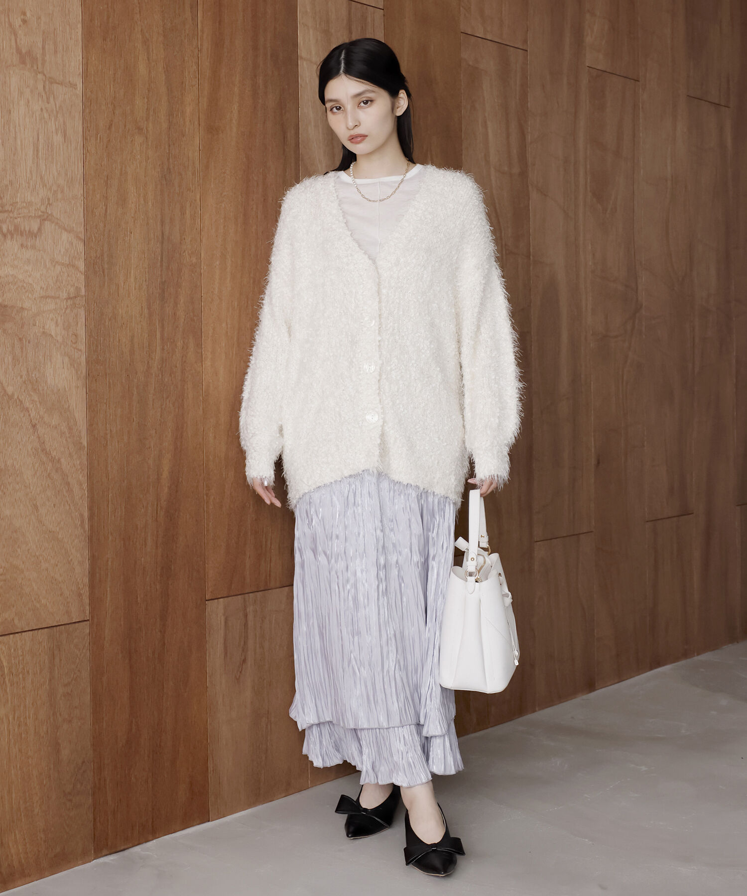 VIS「【選べる着丈】ポコポコヤーンVネックカーディガン」|カーディガン|