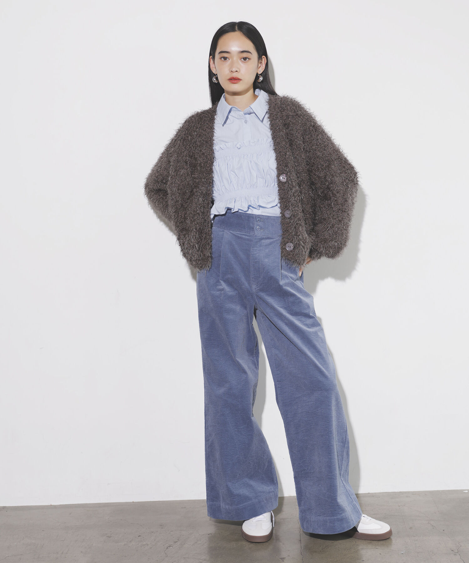 VIS「【選べる着丈】ポコポコヤーンVネックカーディガン」|カーディガン|