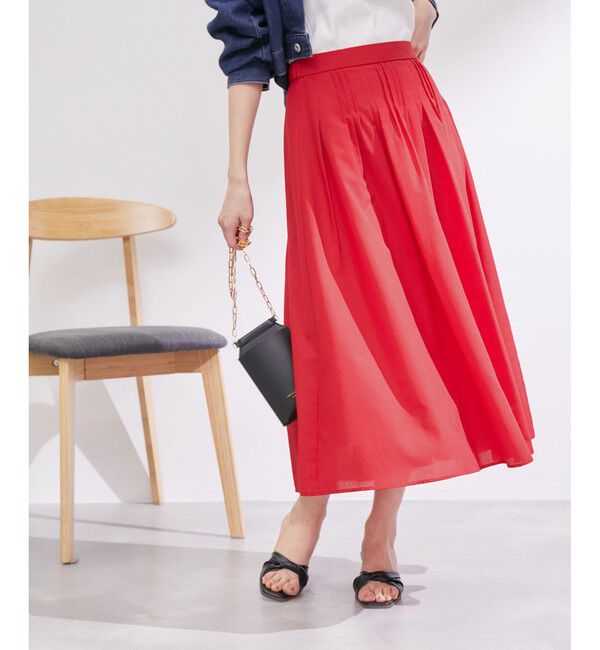 Rope&rsquo;Picnic「ランダムタックスカート」|スカート|レッド(60)
