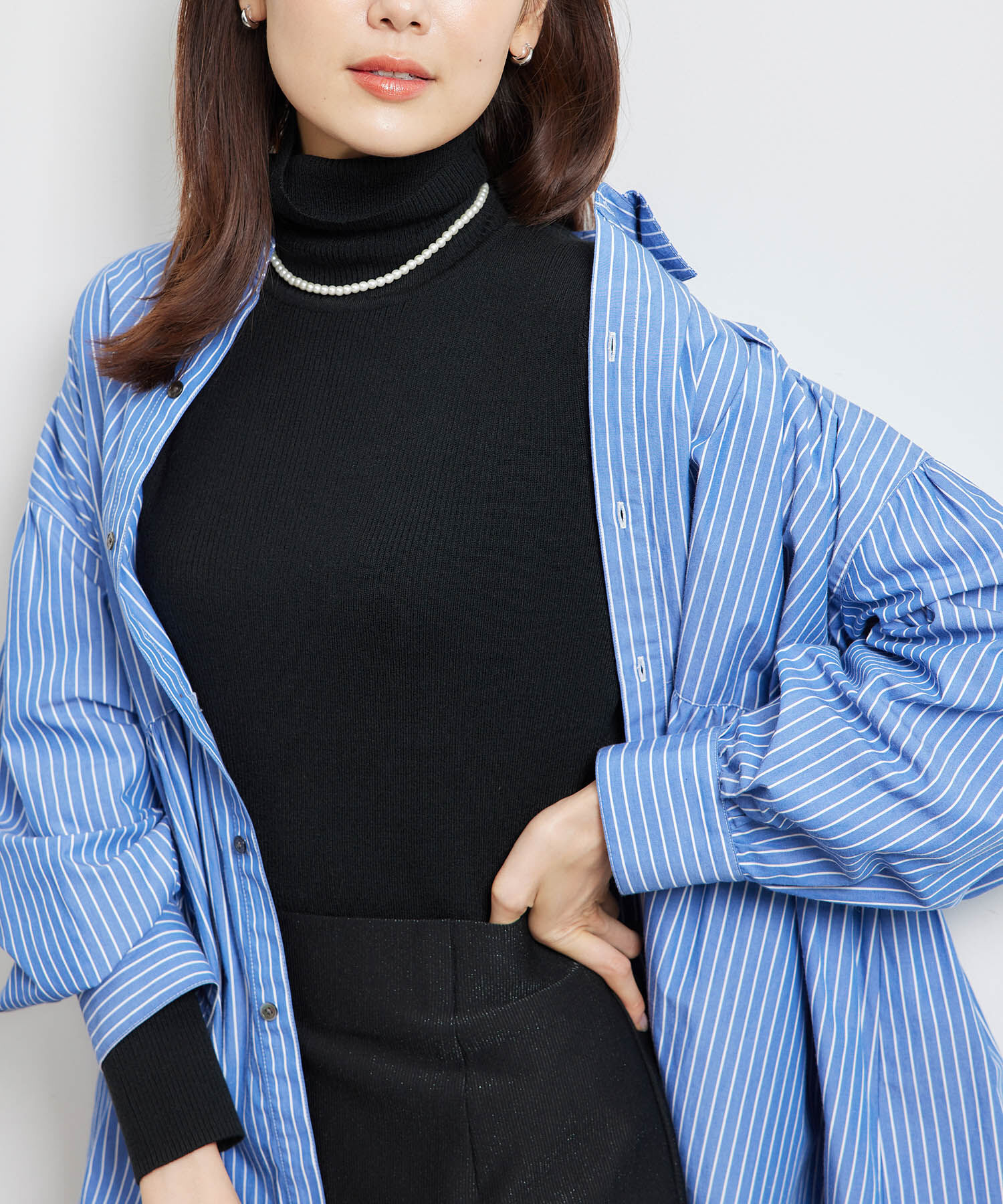 Rope&rsquo;Picnic「リブタートルネックニットプルオーバー/アンチピリング・帯電防止」|ニット・セーター|ブラック(01)