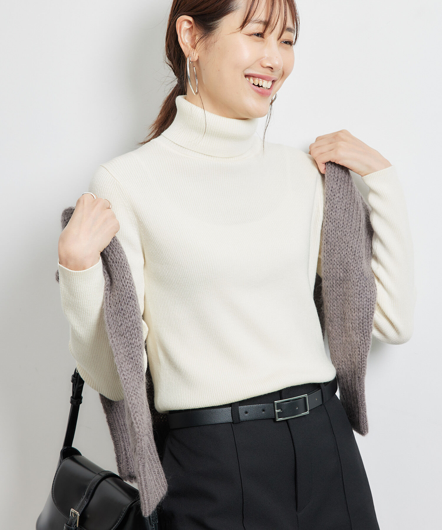 Rope&rsquo;Picnic「リブタートルネックニットプルオーバー/アンチピリング・帯電防止」|ニット・セーター|