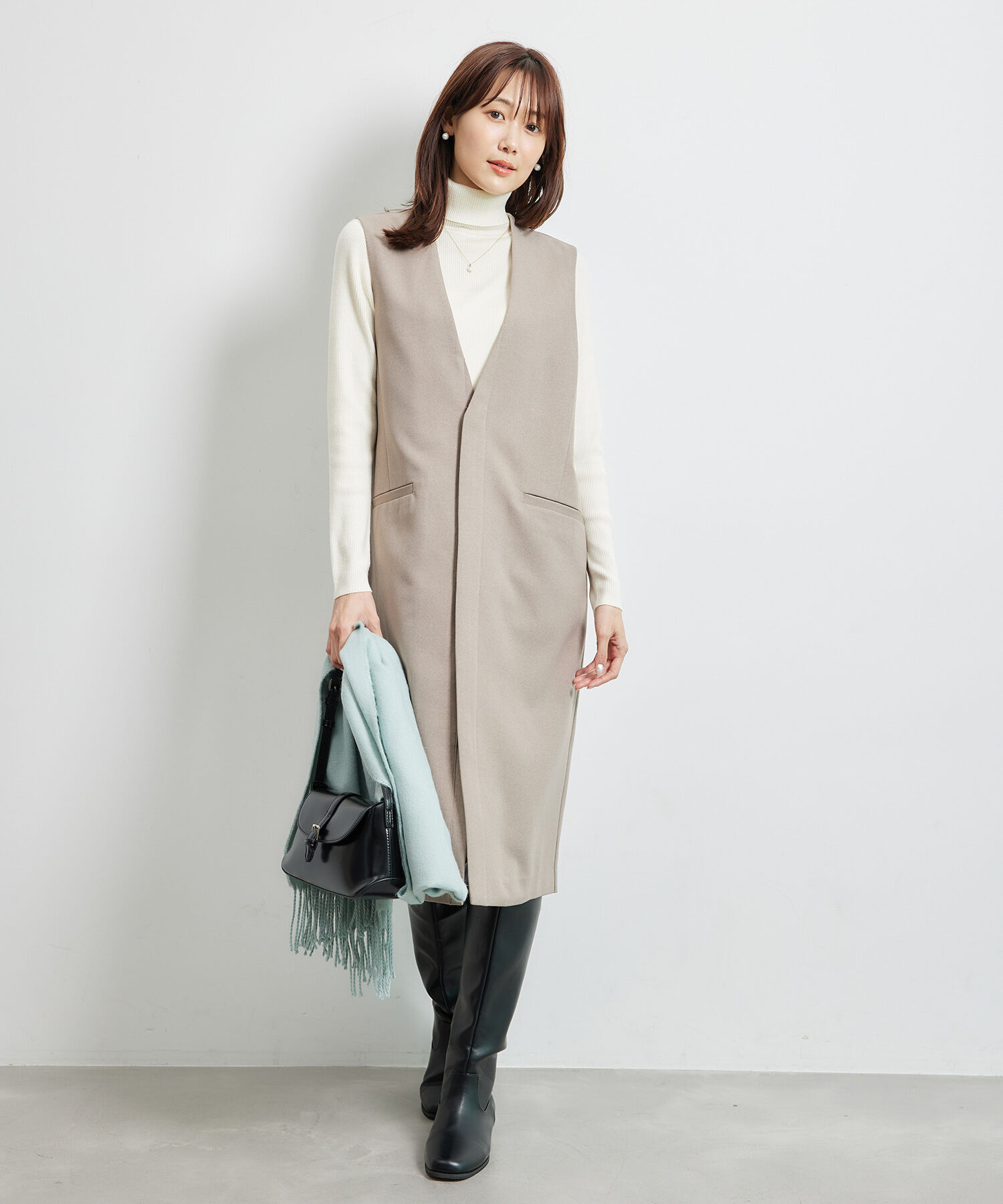 Rope&rsquo;Picnic「リブタートルネックニットプルオーバー/アンチピリング・帯電防止」|ニット・セーター|