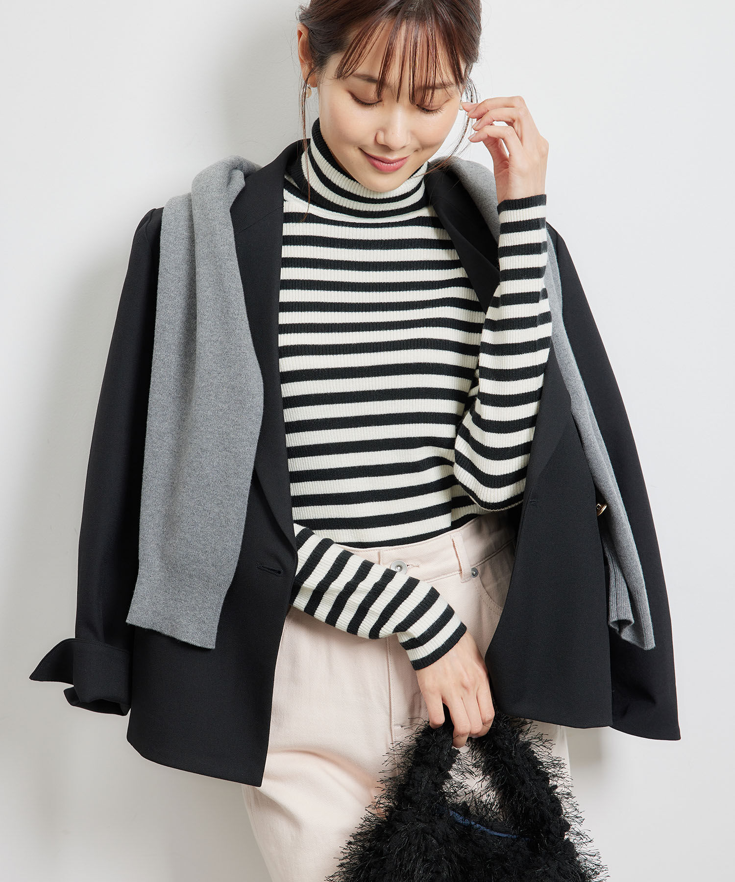 Rope&rsquo;Picnic「リブタートルネックニットプルオーバー/アンチピリング・帯電防止」|ニット・セーター|