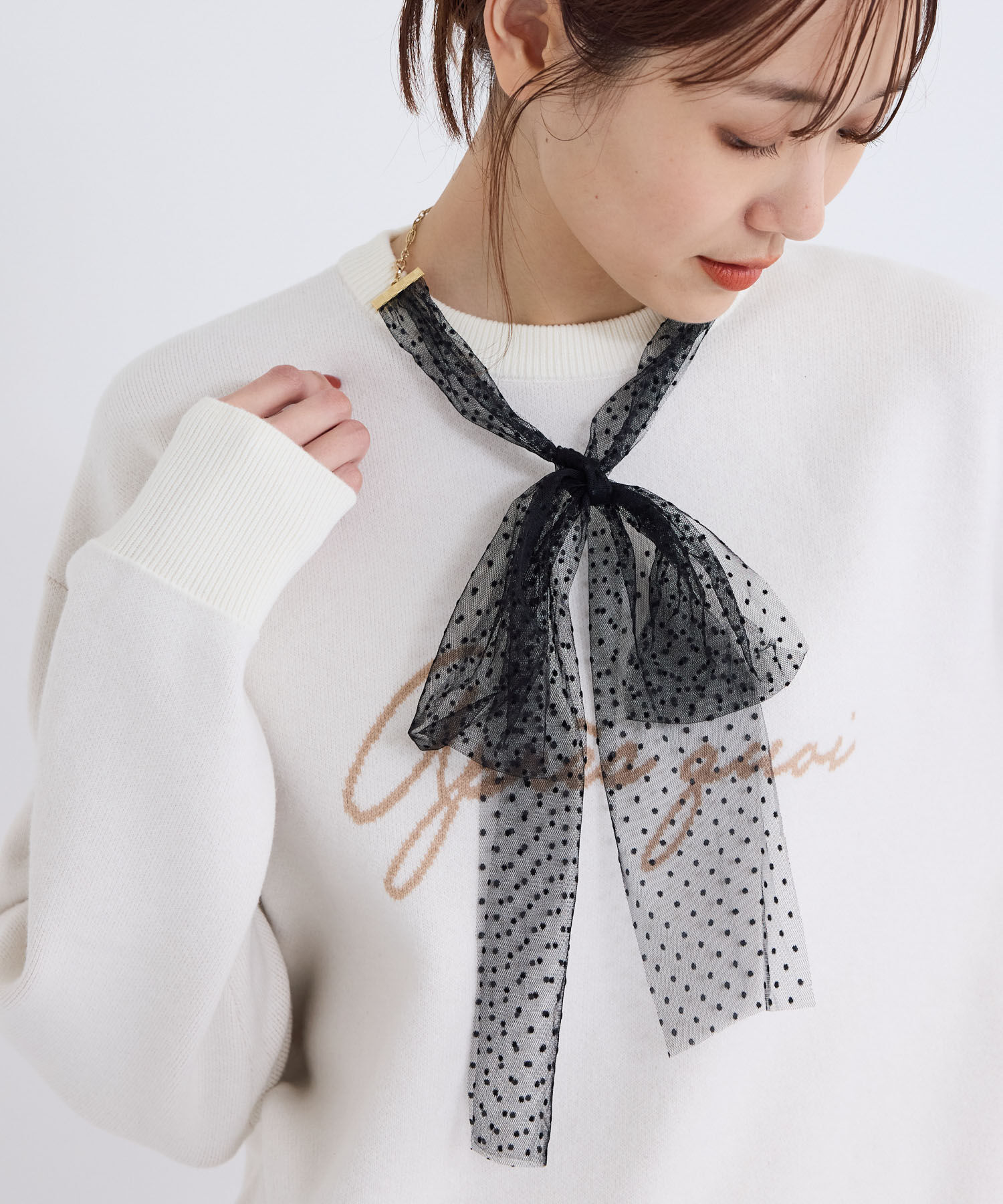 ROPE PICNIC PASSAGE「オーガンジーチュールリボンネックレス」|ネックレス|