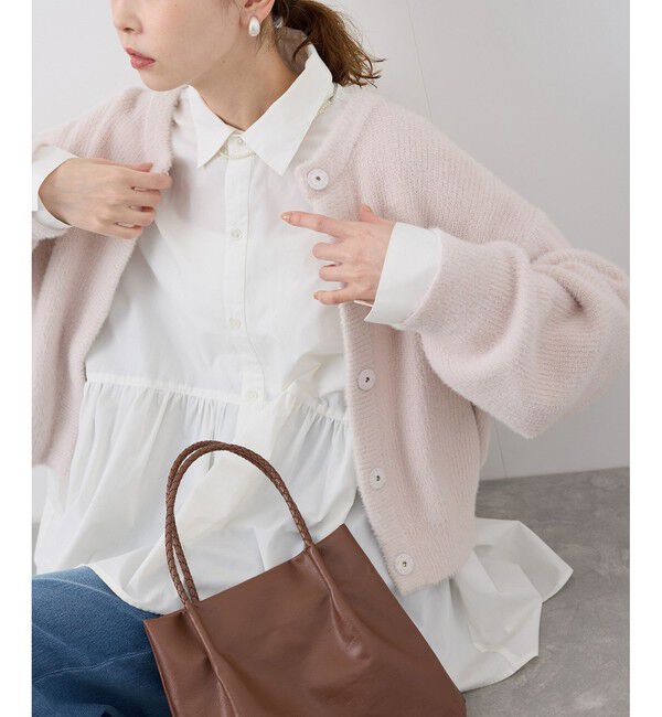 Rope&rsquo;Picnic「fluffy knitフラッフィーニット/ふわふわMIXフェザーニットカーディガン/洗濯機OK」|カーディガン|ピンク系(65)