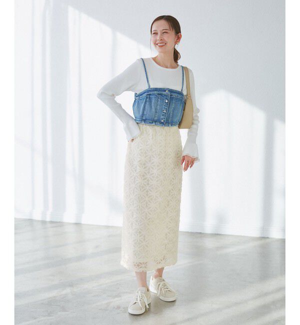 Rope&rsquo;Picnic「フラワーチュールレースアイラインスカート」|スカート|
