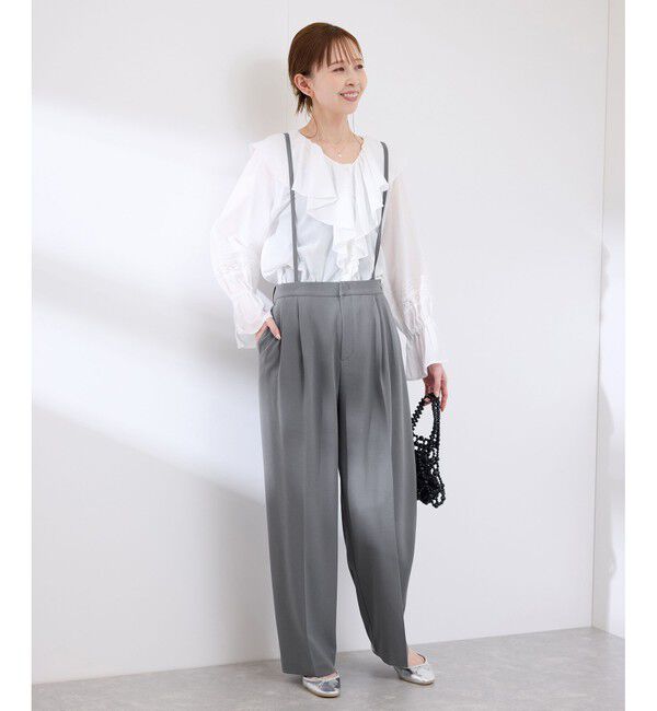 Rope&rsquo;Picnic「【3サイズ展開】サスペンダー付きワイドパンツ」|チノ|